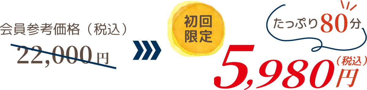 会員参考価格（税込）22,000円→初回限定5,980円（税込） たっぷり80分