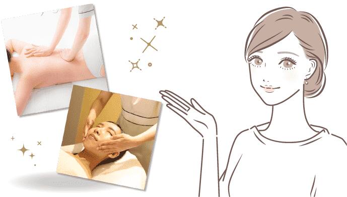 エステの流れを表してる女性のイラスト